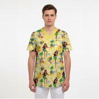 Hawaii Hula Girl Tropical Scrub Top Yellow Palaka LT01 - Polynesian Pride