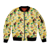 Hawaii Hula Girl Tropical Sleeve Zip Bomber Jacket Yellow Palaka LT01 Unisex Yellow - Polynesian Pride
