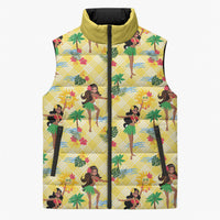 Hawaii Hula Girl Tropical Sleeveless Puffer Jacket Yellow Palaka LT01 Unisex Yellow - Polynesian Pride