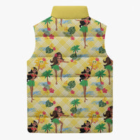 Hawaii Hula Girl Tropical Sleeveless Puffer Jacket Yellow Palaka LT01 - Polynesian Pride