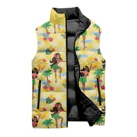 Hawaii Hula Girl Tropical Sleeveless Puffer Jacket Yellow Palaka LT01 - Polynesian Pride