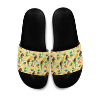 Hawaii Hula Girl Tropical Slide Sandals Yellow Palaka LT01 Yellow - Polynesian Pride