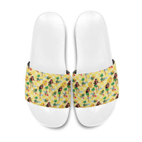 Hawaii Hula Girl Tropical Slide Sandals Yellow Palaka LT01 Yellow - Polynesian Pride