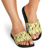 Hawaii Hula Girl Tropical Slide Sandals Yellow Palaka LT01 - Polynesian Pride