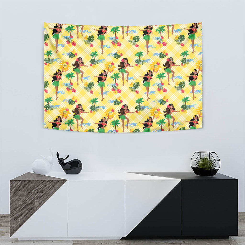Hawaii Hula Girl Tropical Tapestry Yellow Palaka LT01 - Polynesian Pride