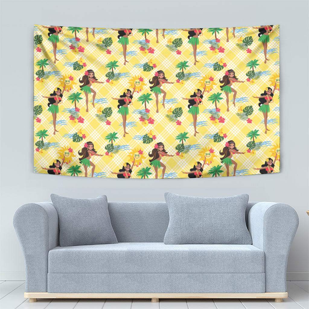 Hawaii Hula Girl Tropical Tapestry Yellow Palaka LT01 - Polynesian Pride