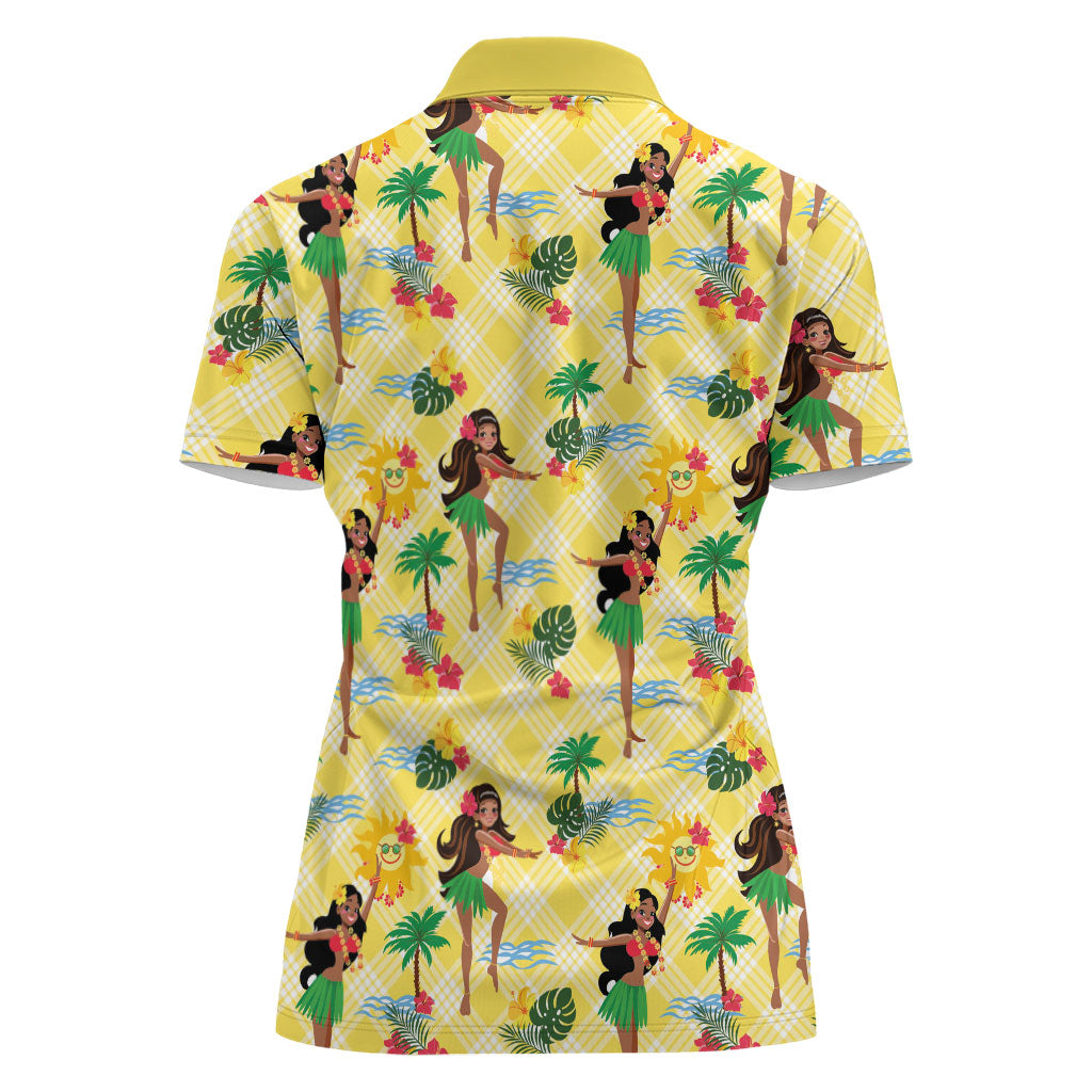 Hawaii Hula Girl Tropical Women Polo Shirt Yellow Palaka LT01 - Polynesian Pride