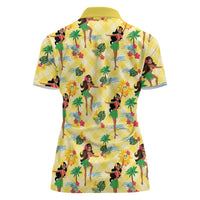 Hawaii Hula Girl Tropical Women Polo Shirt Yellow Palaka LT01 - Polynesian Pride