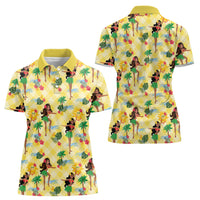 Hawaii Hula Girl Tropical Women Polo Shirt Yellow Palaka LT01 - Polynesian Pride