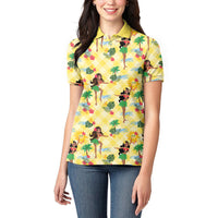 Hawaii Hula Girl Tropical Women Polo Shirt Yellow Palaka LT01 - Polynesian Pride