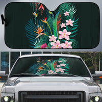 Hawaii Hummingbird Tropical Flowers Auto Sun Shade Dark Green LT01 Green - Polynesian Pride