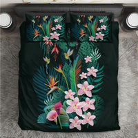 Hawaii Hummingbird Tropical Flowers Bedding Set Dark Green LT01 Green - Polynesian Pride