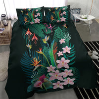 Hawaii Hummingbird Tropical Flowers Bedding Set Dark Green LT01 - Polynesian Pride