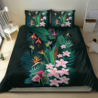 Hawaii Hummingbird Tropical Flowers Bedding Set Dark Green LT01 - Polynesian Pride