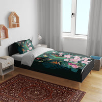 Hawaii Hummingbird Tropical Flowers Bedding Set Dark Green LT01 - Polynesian Pride