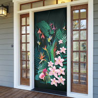 Hawaii Hummingbird Tropical Flowers Door Cover Dark Green LT01 - Polynesian Pride