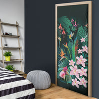 Hawaii Hummingbird Tropical Flowers Door Cover Dark Green LT01 - Polynesian Pride