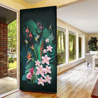 Hawaii Hummingbird Tropical Flowers Door Cover Dark Green LT01 - Polynesian Pride