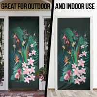Hawaii Hummingbird Tropical Flowers Door Cover Dark Green LT01 - Polynesian Pride