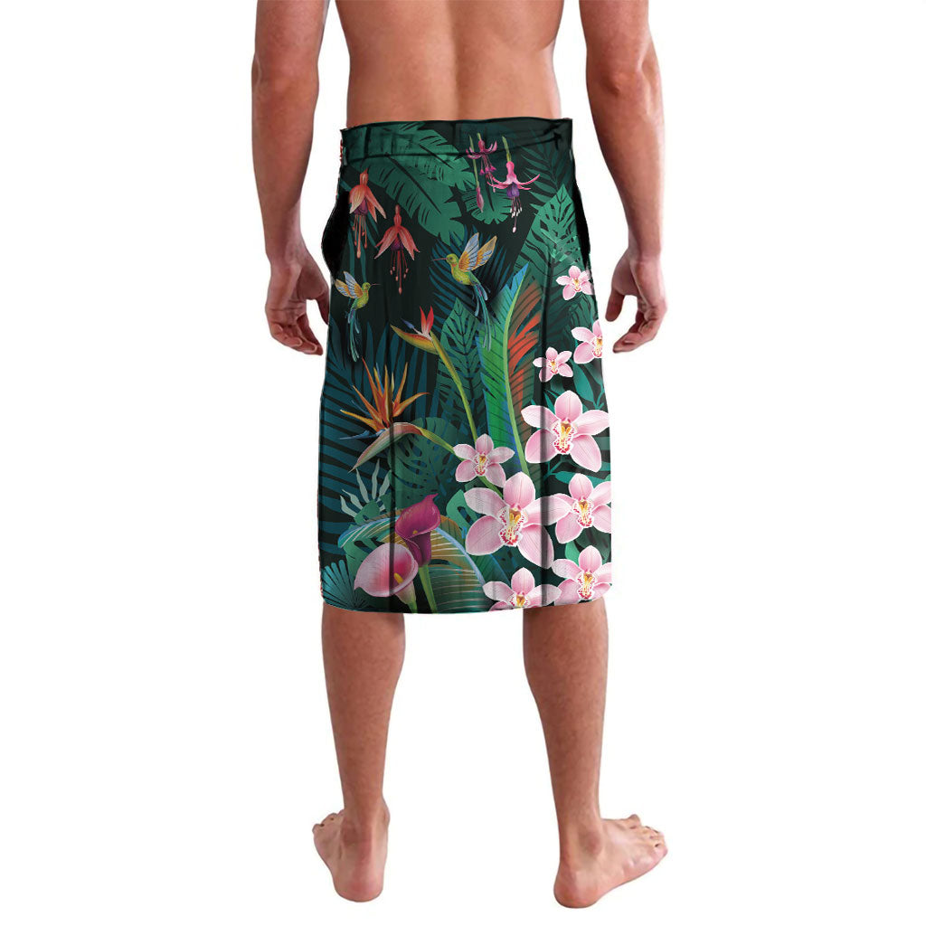 Hawaii Hummingbird Tropical Flowers Lavalava Dark Green LT01 - Polynesian Pride