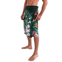 Hawaii Hummingbird Tropical Flowers Lavalava Dark Green LT01 - Polynesian Pride