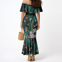Hawaii Hummingbird Tropical Flowers Mermaid Dress Dark Green LT01 - Polynesian Pride