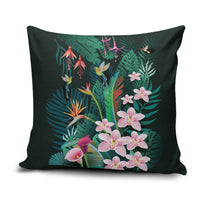 Hawaii Hummingbird Tropical Flowers Pillow Cover Dark Green LT01 Green - Polynesian Pride