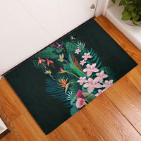 Hawaii Hummingbird Tropical Flowers Rubber Doormat Dark Green LT01 - Polynesian Pride