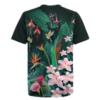 Hawaii Hummingbird Tropical Flowers Rugby Jersey Dark Green LT01 - Polynesian Pride