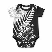 New Zealand Silver Fern Rugby Baby Onesie Aotearoa Maori Black Version LT01 Black - Polynesian Pride