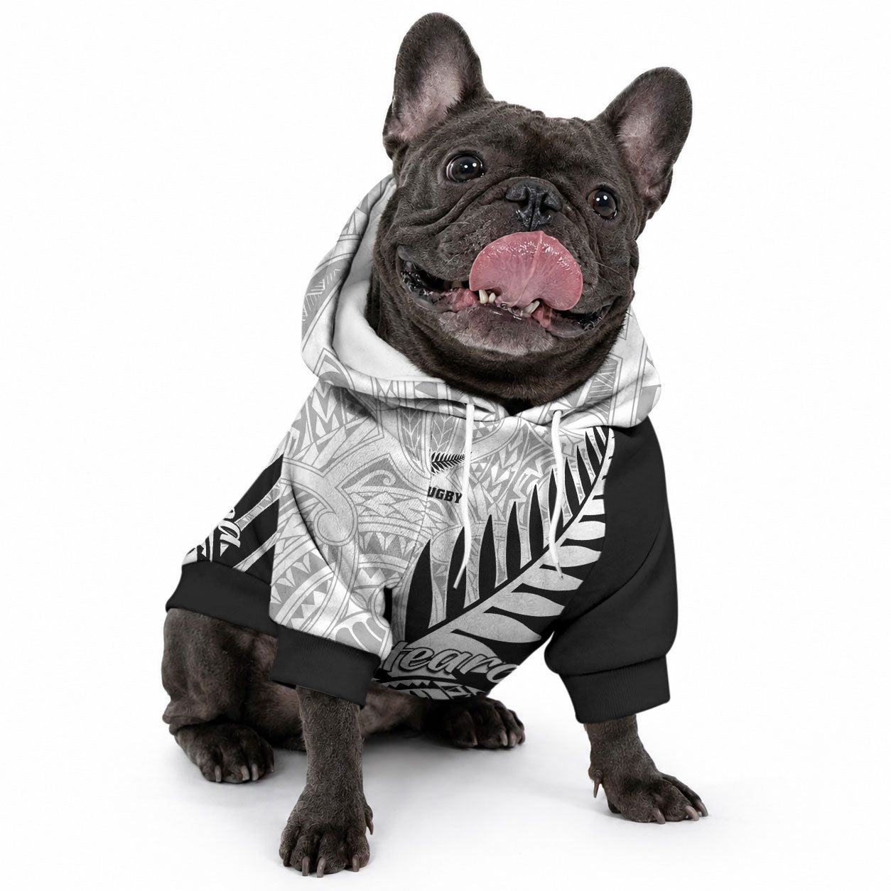New Zealand Silver Fern Rugby Pet Hoodie Aotearoa Maori Black Version LT01 - Polynesian Pride