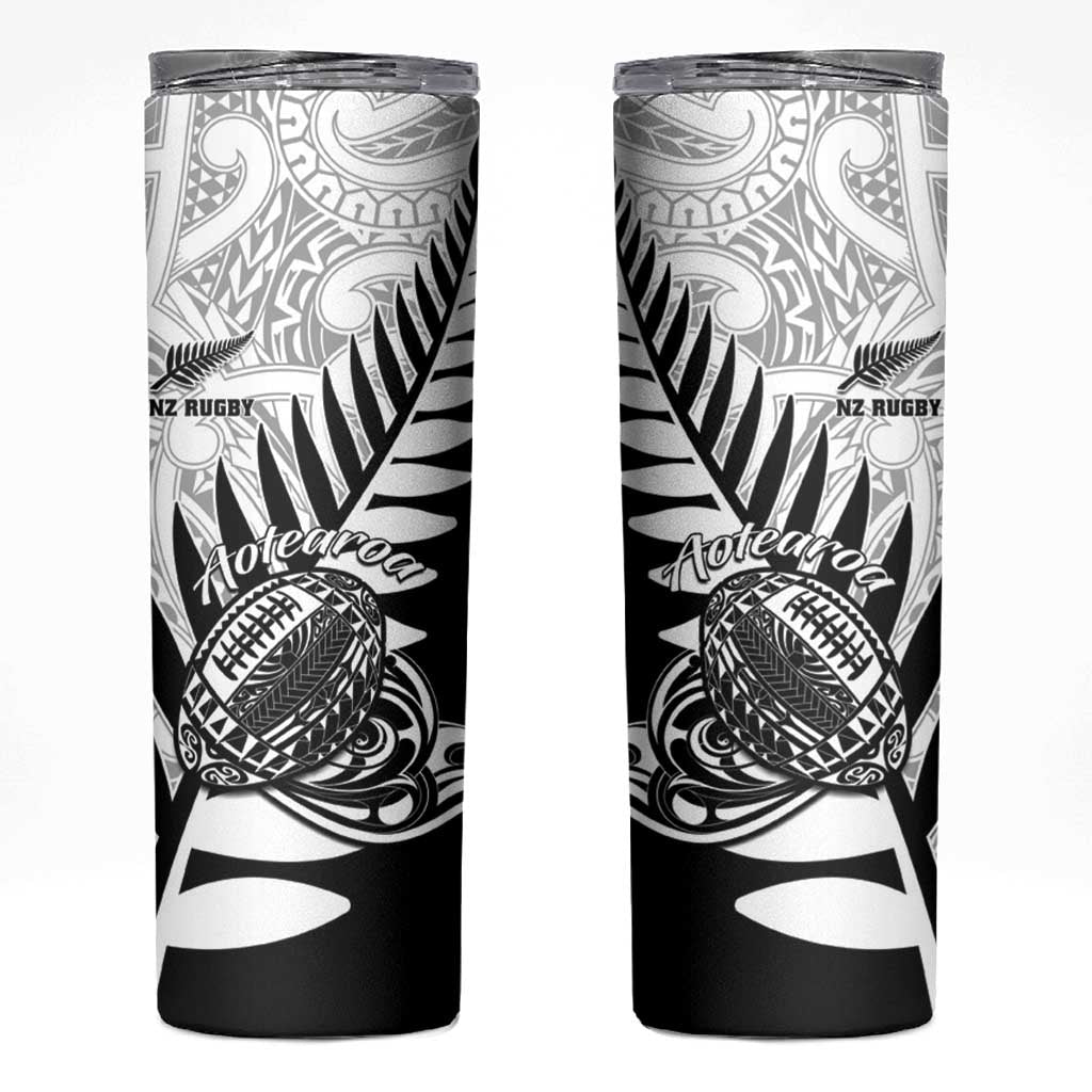 New Zealand Silver Fern Rugby Skinny Tumbler Aotearoa Maori Black Version