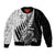 New Zealand Silver Fern Rugby Sleeve Zip Bomber Jacket Aotearoa Maori Black Version LT01 Unisex Black - Polynesian Pride