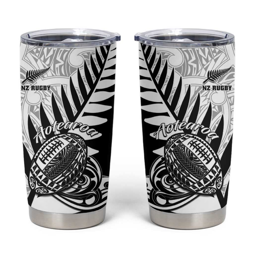 New Zealand Silver Fern Rugby Tumbler Cup Aotearoa Maori Black Version