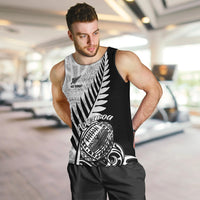Custom New Zealand Silver Fern Rugby Men Tank Top Aotearoa Maori Black Version LT01 - Polynesian Pride