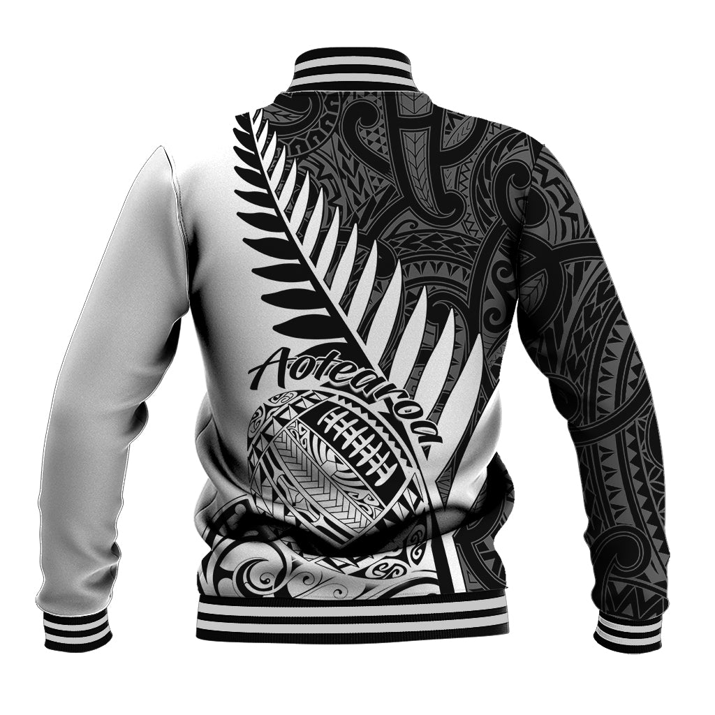 New Zealand Silver Fern Rugby Baseball Jacket Aotearoa Maori White Version LT01 - Polynesian Pride