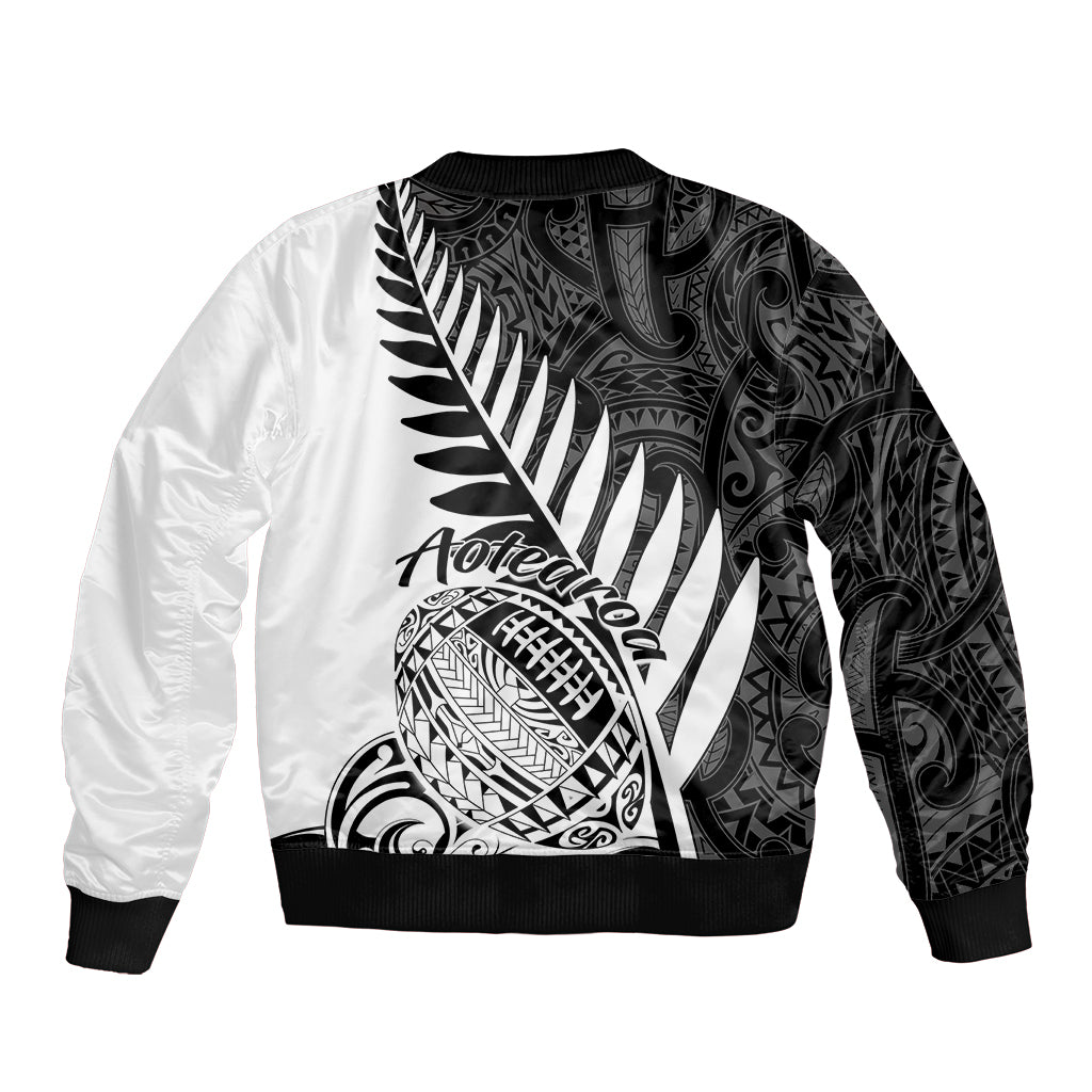 New Zealand Silver Fern Rugby Bomber Jacket Aotearoa Maori White Version LT01 - Polynesian Pride