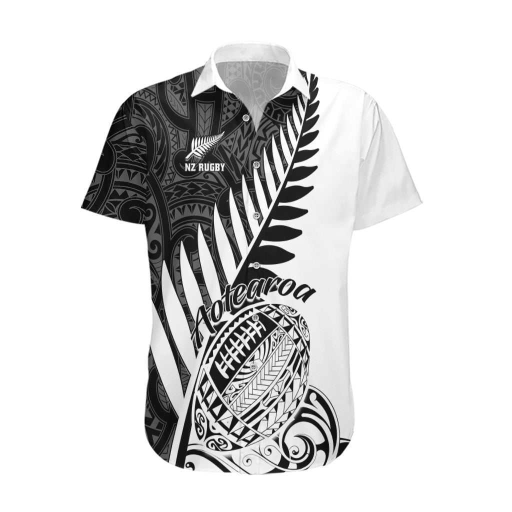 New Zealand Silver Fern Rugby Hawaiian Shirt Aotearoa Maori White Version LT01 White - Polynesian Pride