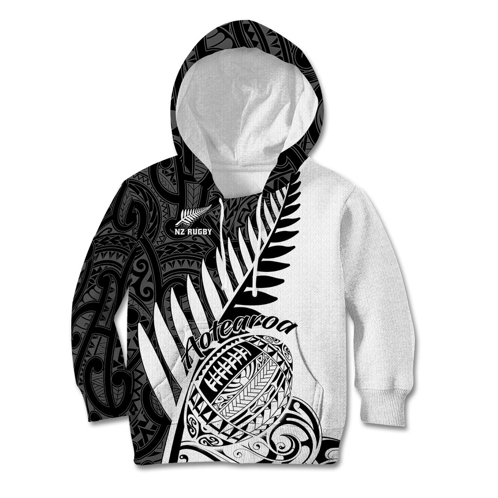 New Zealand Silver Fern Rugby Kid Hoodie Aotearoa Maori White Version LT01 Hoodie White - Polynesian Pride