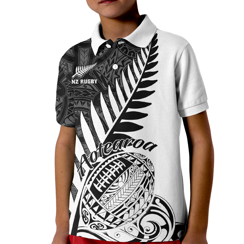 New Zealand Silver Fern Rugby Kid Polo Shirt Aotearoa Maori White Version LT01 Kid White - Polynesian Pride