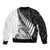 New Zealand Silver Fern Rugby Sleeve Zip Bomber Jacket Aotearoa Maori White Version LT01 - Polynesian Pride