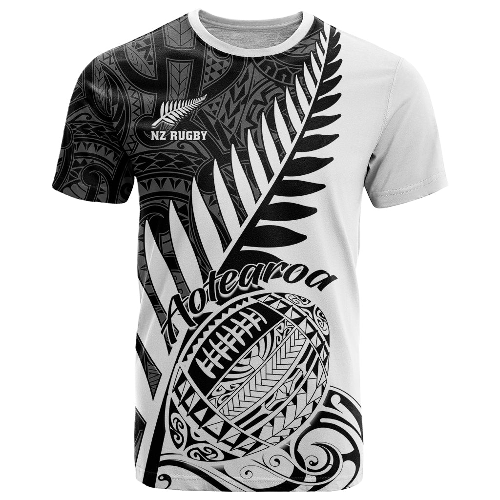 New Zealand Silver Fern Rugby T Shirt Aotearoa Maori White Version LT01 White - Polynesian Pride