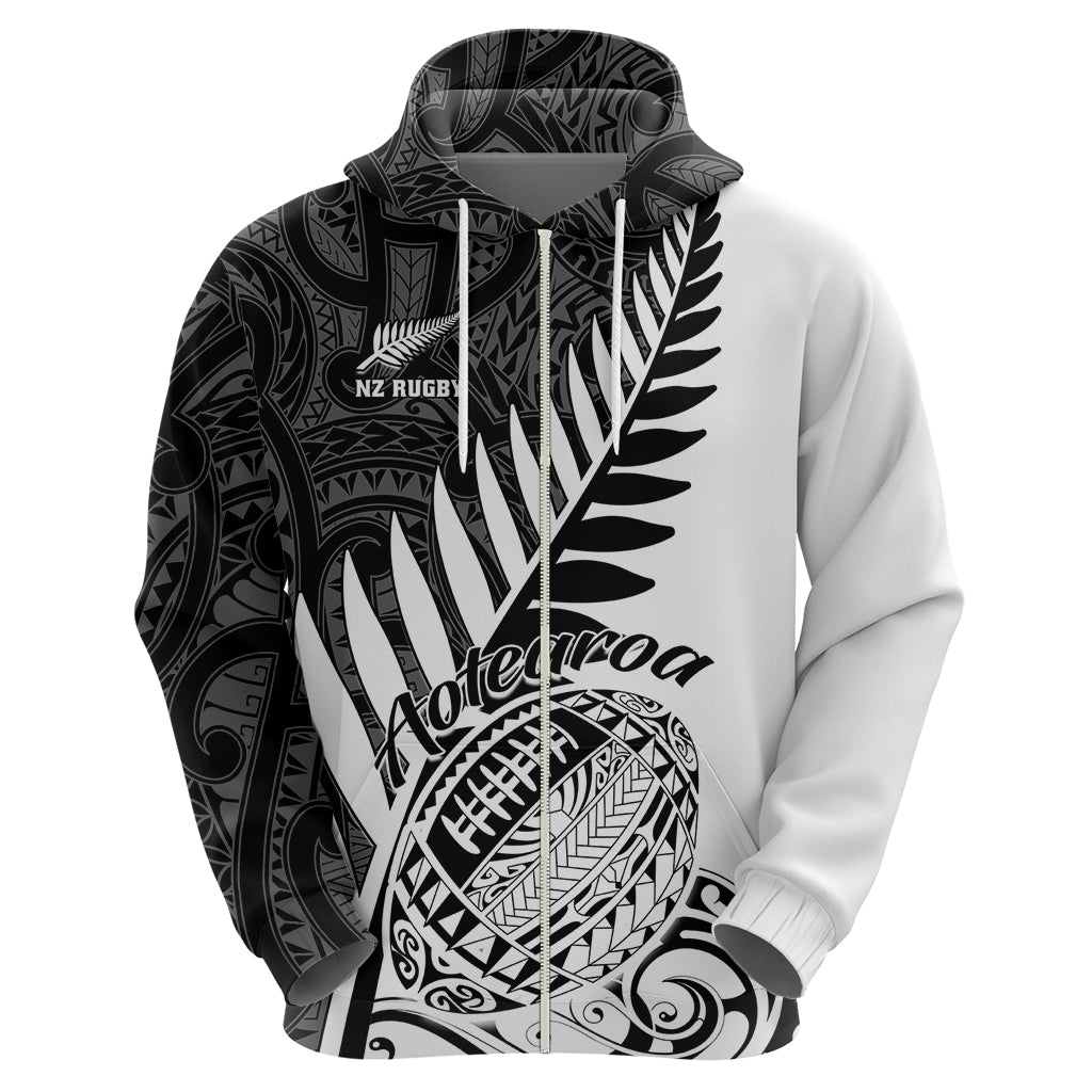 Custom New Zealand Silver Fern Rugby Hoodie Aotearoa Maori White Version LT01 - Polynesian Pride