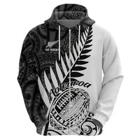 Custom New Zealand Silver Fern Rugby Hoodie Aotearoa Maori White Version LT01 - Polynesian Pride