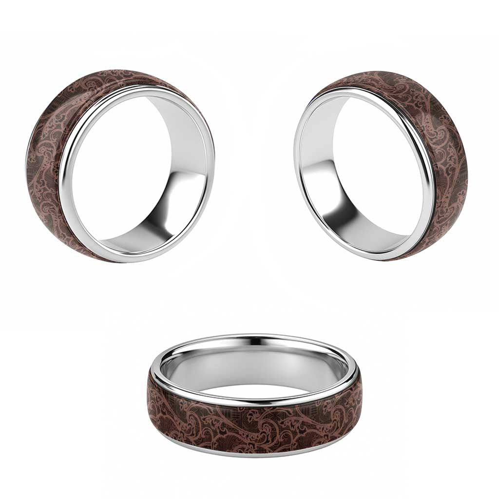 Bula Fiji Masi Classic Ring Fijian Tapa Vintage Dark Brown Version LT01 - Polynesian Pride