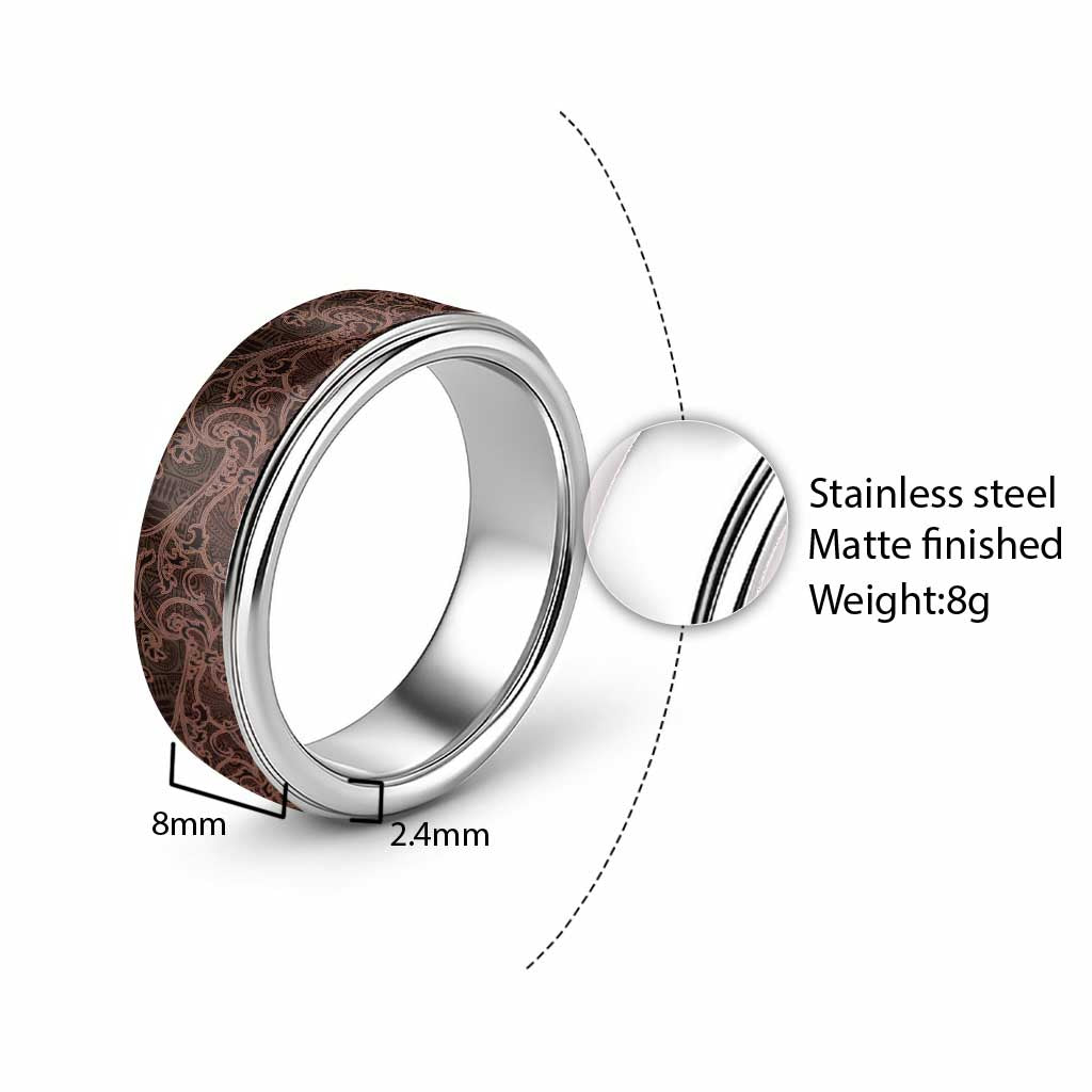 Bula Fiji Masi Classic Ring Fijian Tapa Vintage Dark Brown Version LT01 - Polynesian Pride