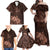 Bula Fiji Masi Family Matching Off Shoulder Maxi Dress and Hawaiian Shirt Fijian Tapa Vintage Dark Brown Version LT01 - Polynesian Pride