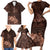 Bula Fiji Masi Family Matching Short Sleeve Bodycon Dress and Hawaiian Shirt Fijian Tapa Vintage Dark Brown Version LT01 - Polynesian Pride