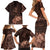 Bula Fiji Masi Family Matching Short Sleeve Bodycon Dress and Hawaiian Shirt Fijian Tapa Vintage Dark Brown Version LT01 - Polynesian Pride