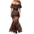 Bula Fiji Masi Mermaid Dress Fijian Tapa Vintage Dark Brown Version LT01 - Polynesian Pride